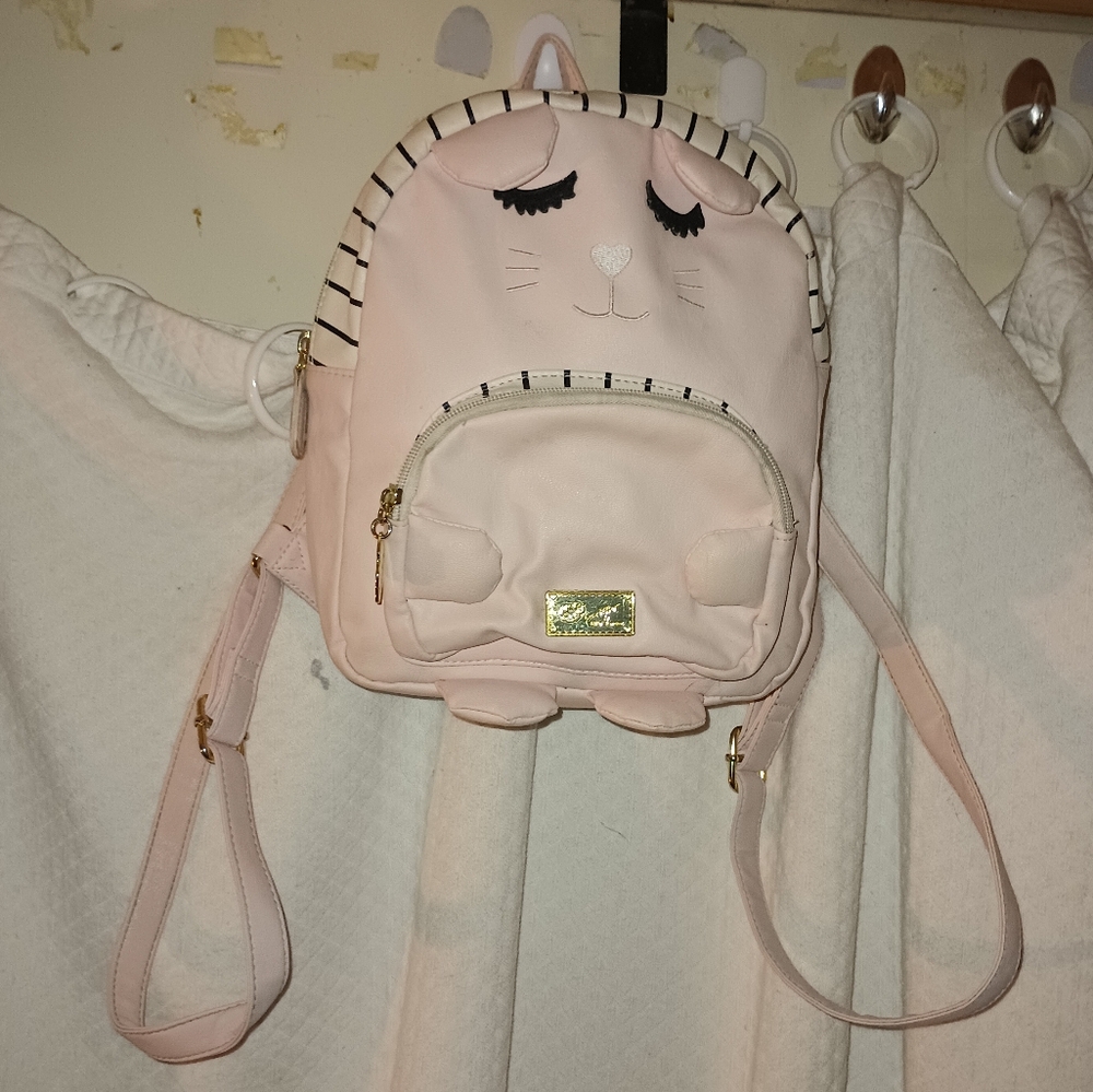 Luz Betsey By Betsey Johnson Pink, White & Black Cat Backpack